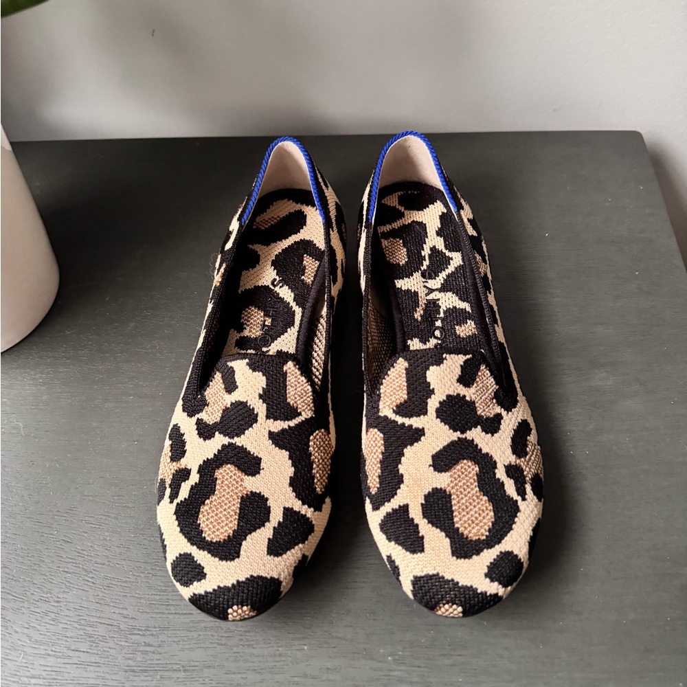 Rothy's Black and Tan Leopard Print Flats